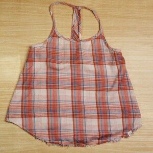 Treasure & Bond  Plaid Distressed Tank Top Small